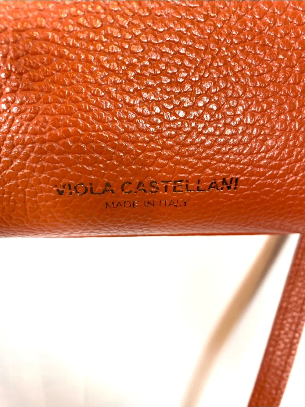 VIOLA CASTELLANI Orange Leather Convertible Handbag Crossbody Purse - Picture 4 of 10